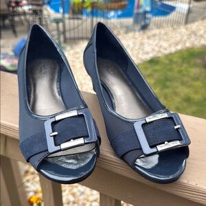Abella Blue Flats with Silver Buckle